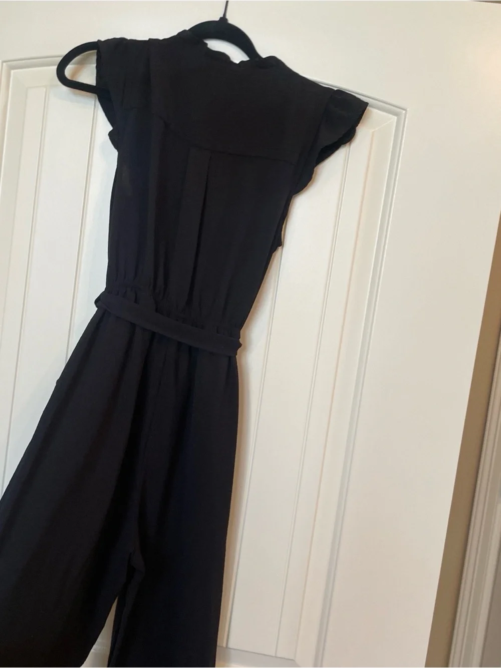 Black Sleeveless Button-Front jumpsuit with Belt